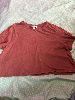 Forever 21 Dusty Red Short-Sleeve Crop Top